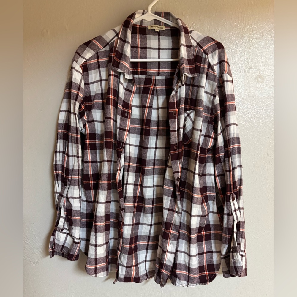 Flannel Maroon and Orange